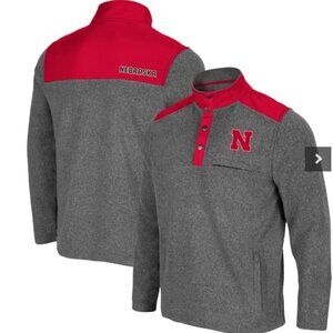 Nebraska Huskers Colosseum Huff Snap Pullover 1/4 Button Pockets W/ Zip Men's L